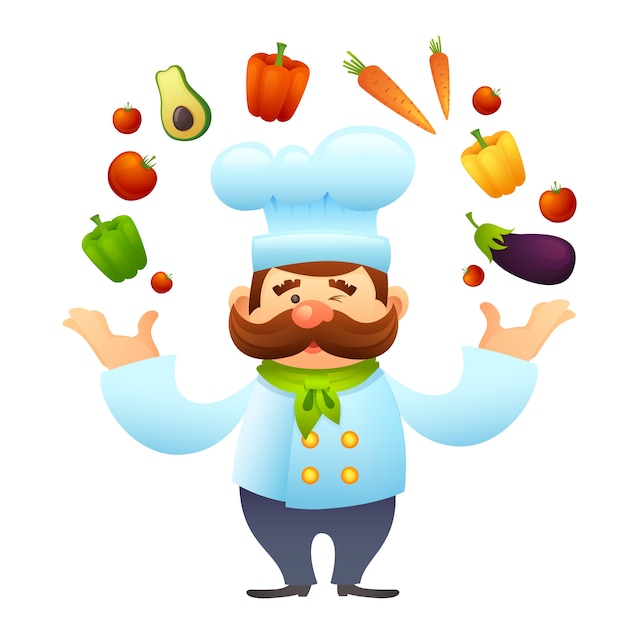 Шеф-повар с овощами
