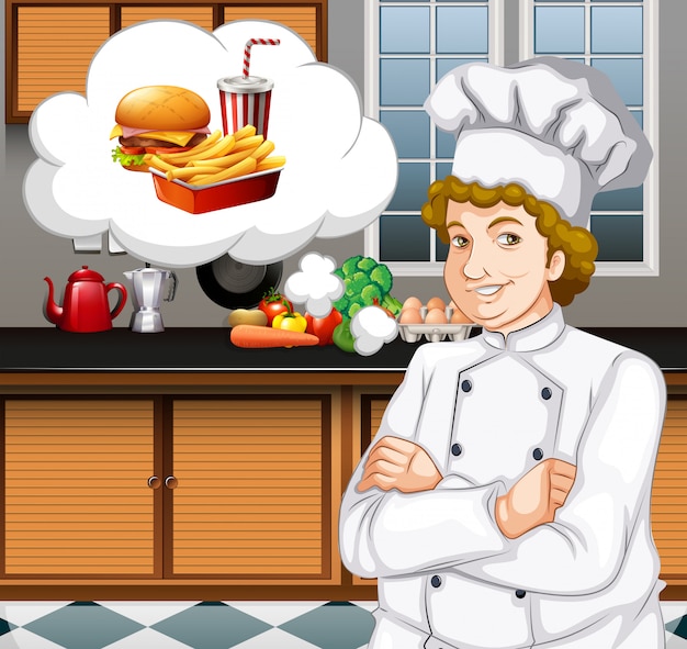 Free vector chef working in the kitchen