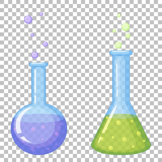 Chemical test tube icons on transparent 