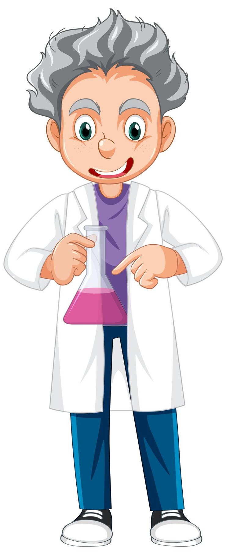 Free Vector a chemist holding beaker on white background