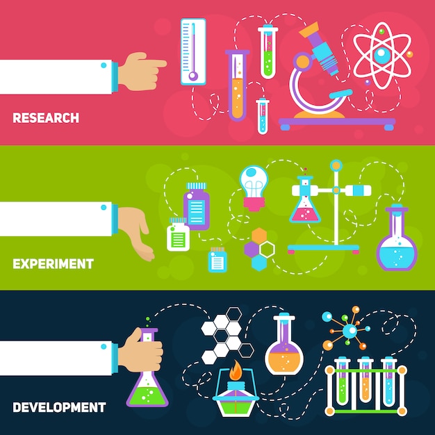 Free vector chemistry design banners with elements composition