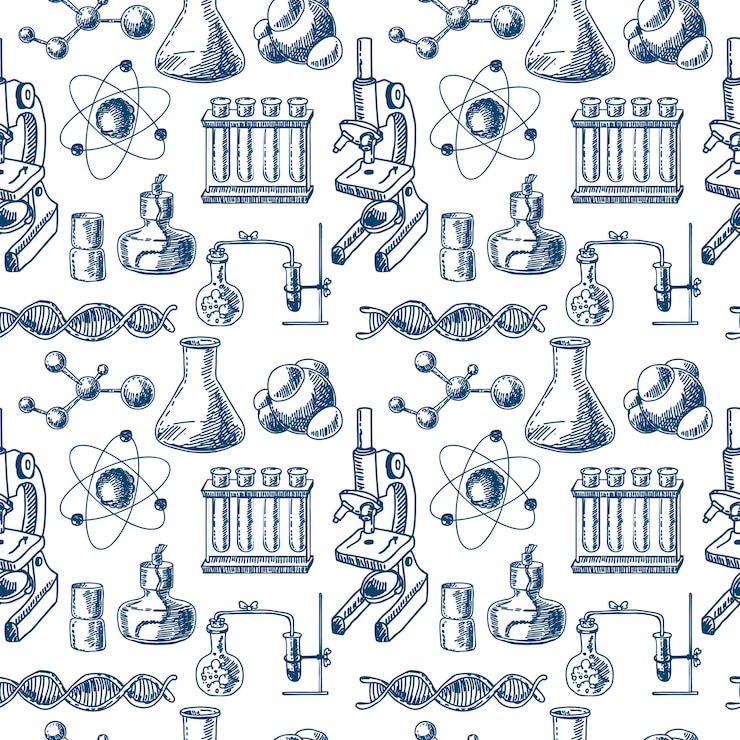 Free Vector chemistry equipment sketch seamless