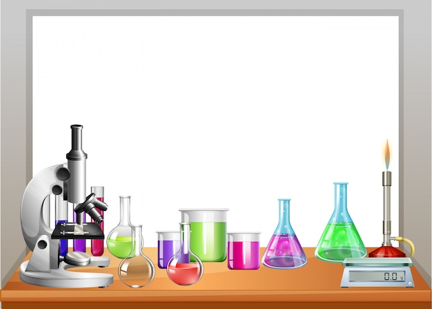 Chemistry equipment on table