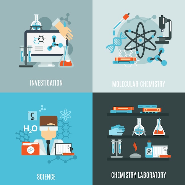 Free vector chemistry flat set