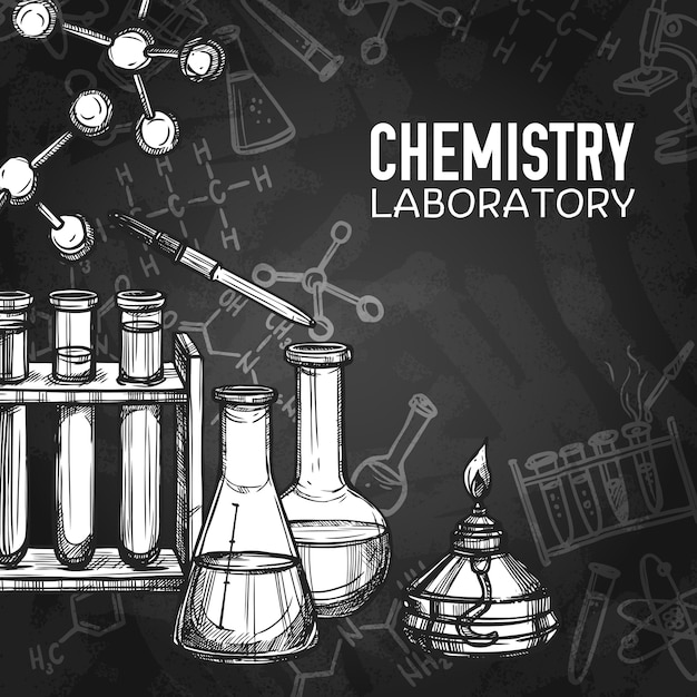 Vettore gratuito fondo della lavagna del laboratorio di chimica