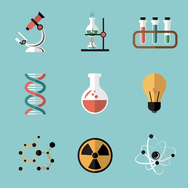 Free vector chemistry science flat elements set