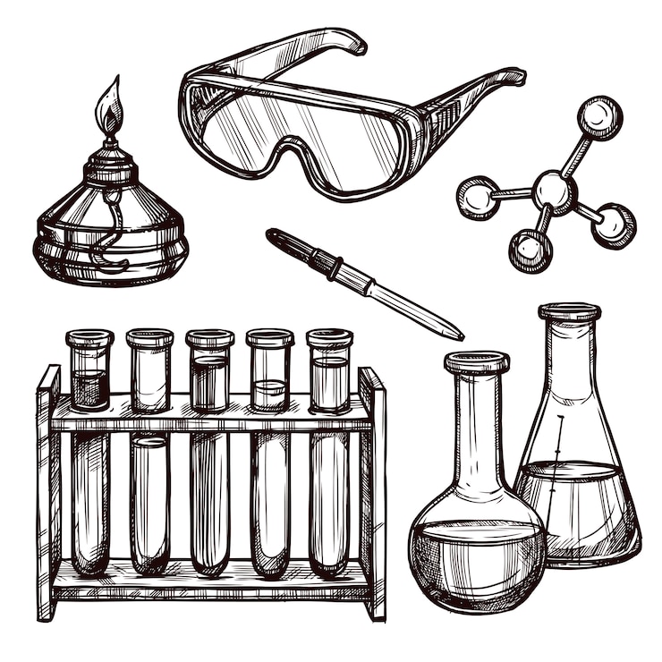 Free Vector chemistry tools hand drawn set 