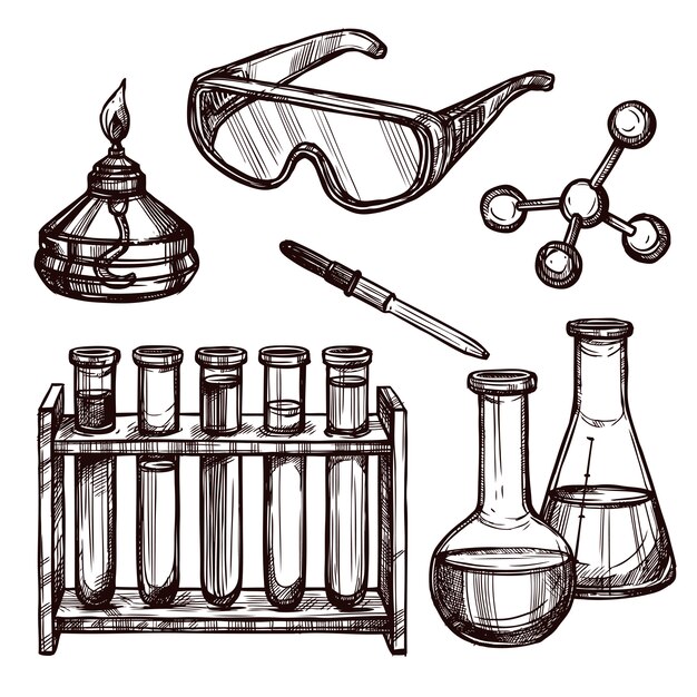 Набор инструментов рисованной химии