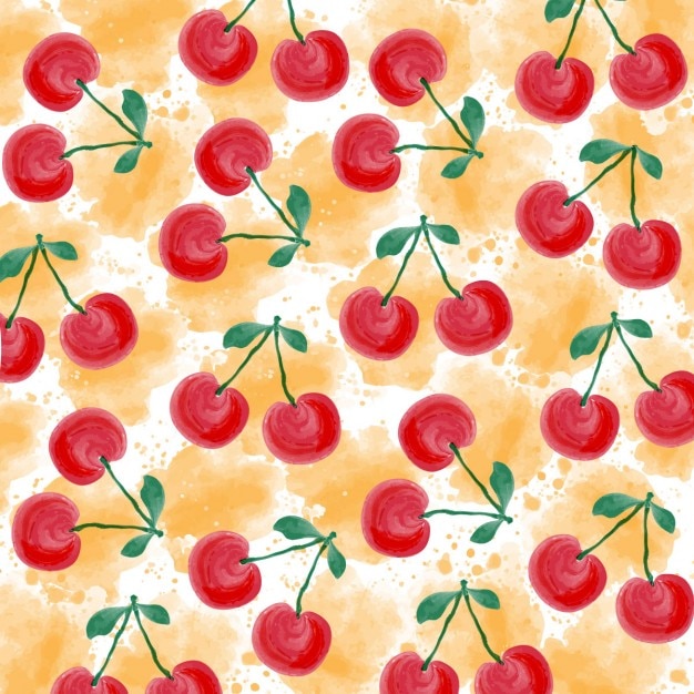 Бесплатное векторное изображение Свежий акварель фон лето с вишнями