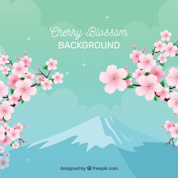 フラットスタイルの桜のバックゴンド