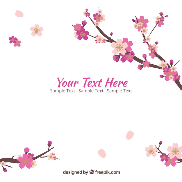 Cherry blossom background in flat style