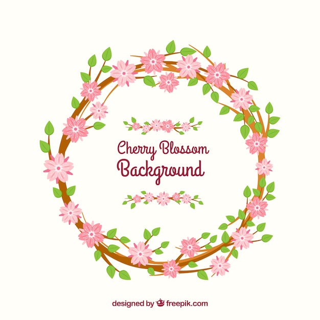 Cherry blossom background in flat style