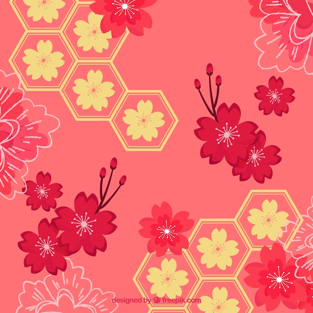 Free vector cherry blossom background in flat style