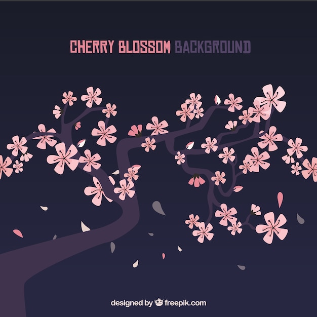 Free vector cherry blossom background in flat style