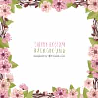 Free vector cherry blossom background in frame style