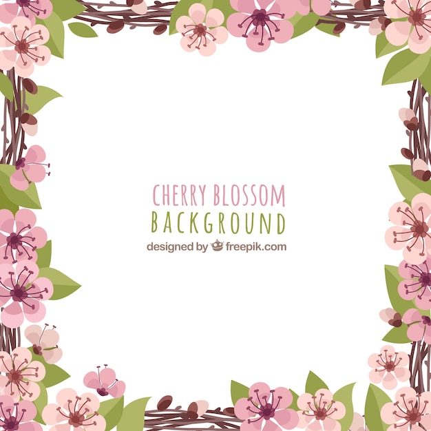 Cherry blossom background in frame style