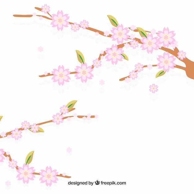 Free vector cherry blossom background in hand drawn style