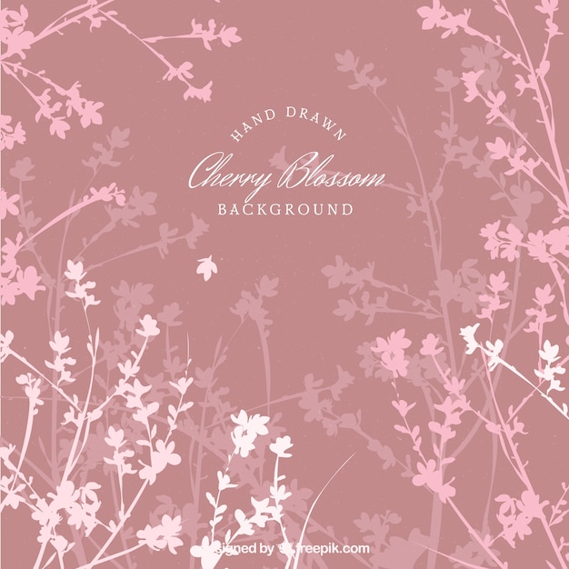 Cherry blossom background in hand drawn style