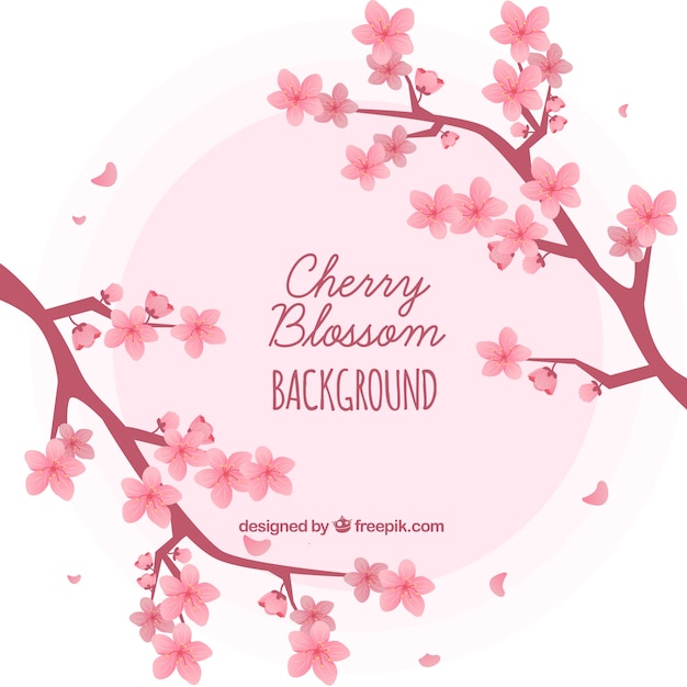 Free vector cherry blossom background in hand drawn style