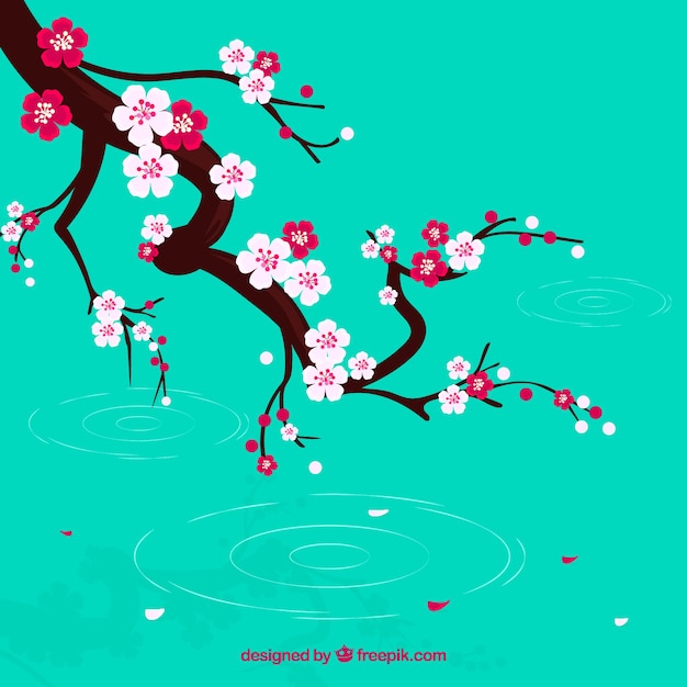 無料ベクター フラットスタイルの桜の背景