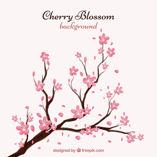 Free vector cherry blossom background in ink style