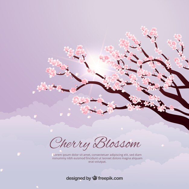 Cherry blossom background in realistic style
