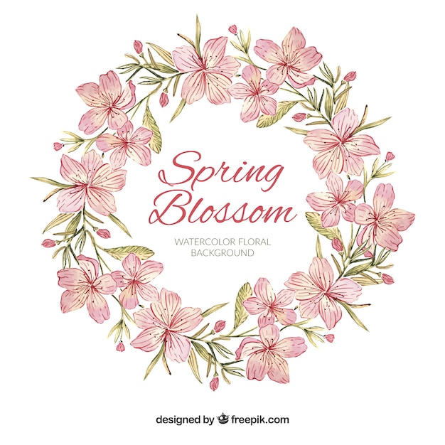 Free vector cherry blossom background in watercolor style