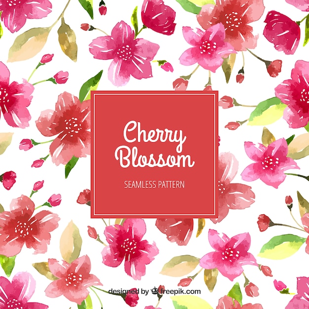 Free vector cherry blossom background in watercolor style