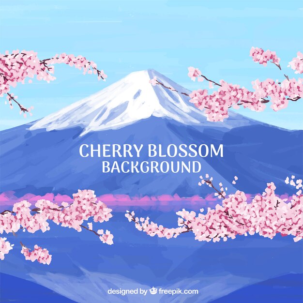 Cherry blossom background in watercolor style