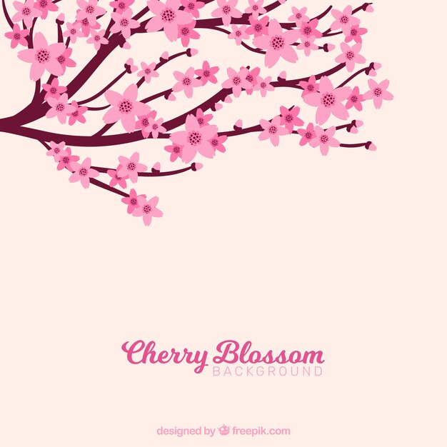 Free vector cherry blossom background with branches