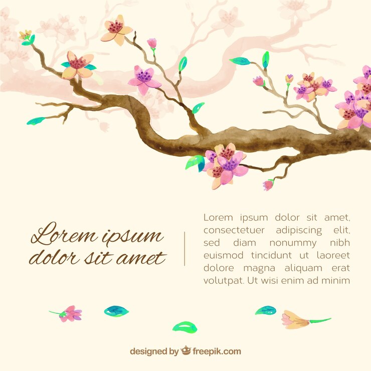Free Vector cherry blossom background with watercolor floral