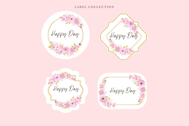 Free vector cherry blossom floral label illustration