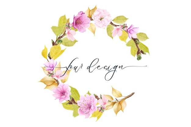 Free vector cherry blossom floral wreath illustration