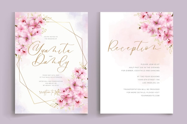 桜の招待カードテンプレート