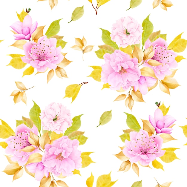 Cherry blossom sakura floral seamless pattern