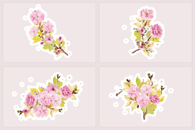 cherry blossom stickers design illustration