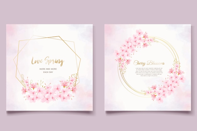 Cherry blossom watercolor invitation card