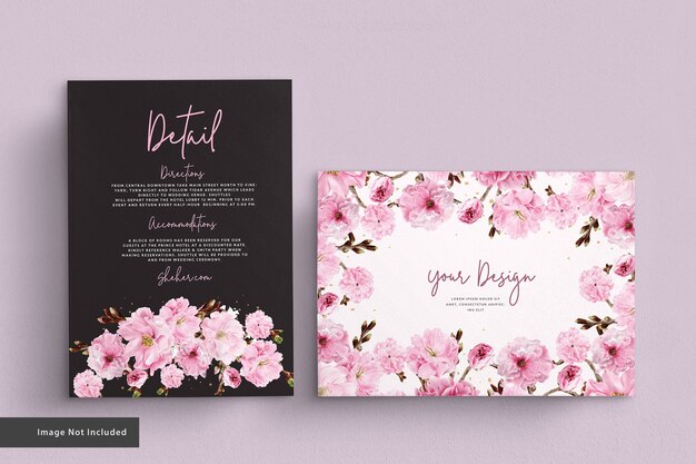 cherry blossom watercolor wedding card