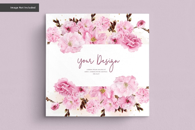 cherry blossom watercolor wedding card