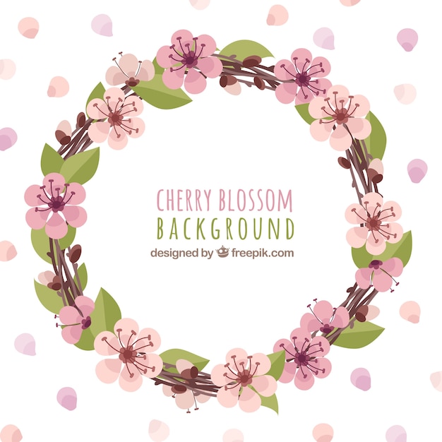 Free vector cherry blossom wreath background