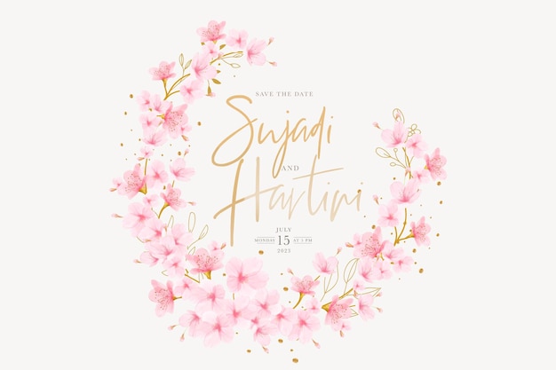 Free vector cherry blossom wreath card design