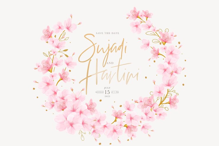 無料Vector 桜の花輪カード デザイン