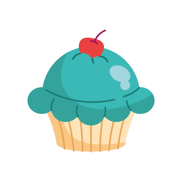 Free vector cherry cupcake illustration