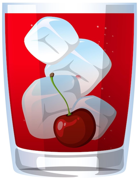 Free vector cherry drink with ice cubes illustration