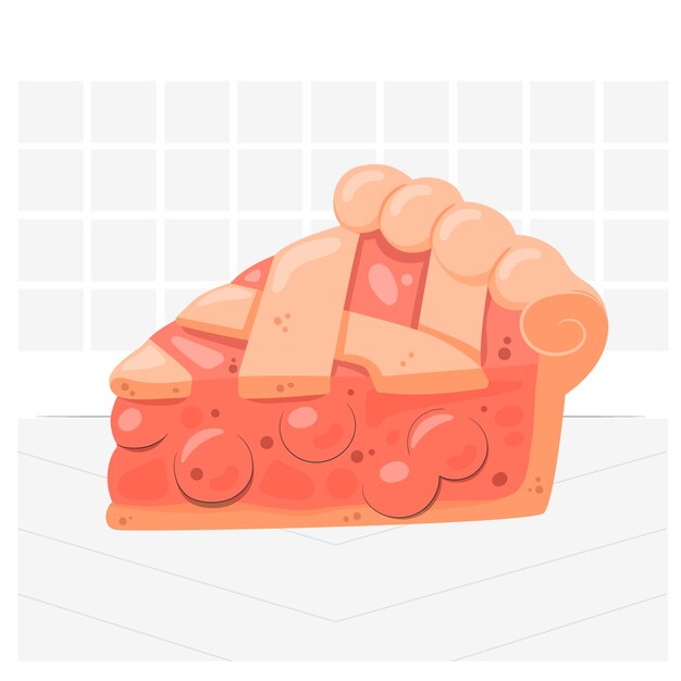 Free Vector cherry pie slice concept illustration
