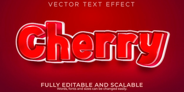 Free vector cherry text effect editable fruit and red text style