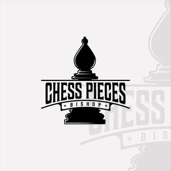 チェス​と​ビショップ​の​駒​の​ロゴ​ヴィ​ンテ​ージ​ベクトル​イラストテンプレートアイコングラフィックデザイン​。​チェス​の​トーナメント​や​クラブ​の​レ​トロ​な​サイン​や​シンボル
