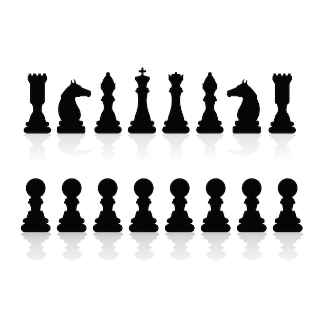 Free vector chess pieces silhouettes