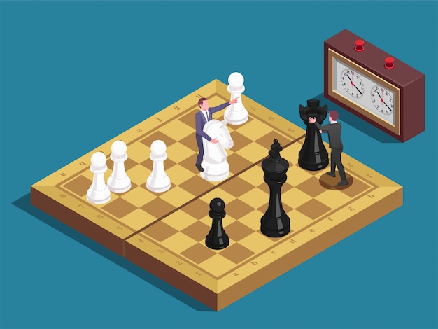 Free vector chessboard isometric composition