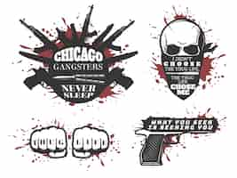 Бесплатное векторное изображение chicago gangster quotes set